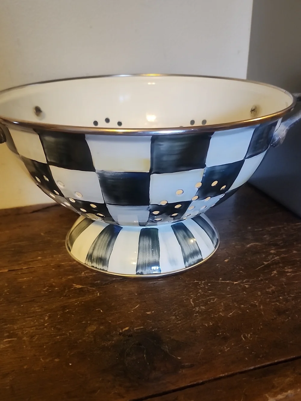 MacKenzie-Childs Courtly Check Large Colander 2.75 Quarts